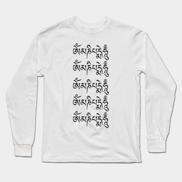 Om Mani Padme Hum Tibetan Buddhist Mantras Long Sleeve T-Shirt by TammyWinandArt